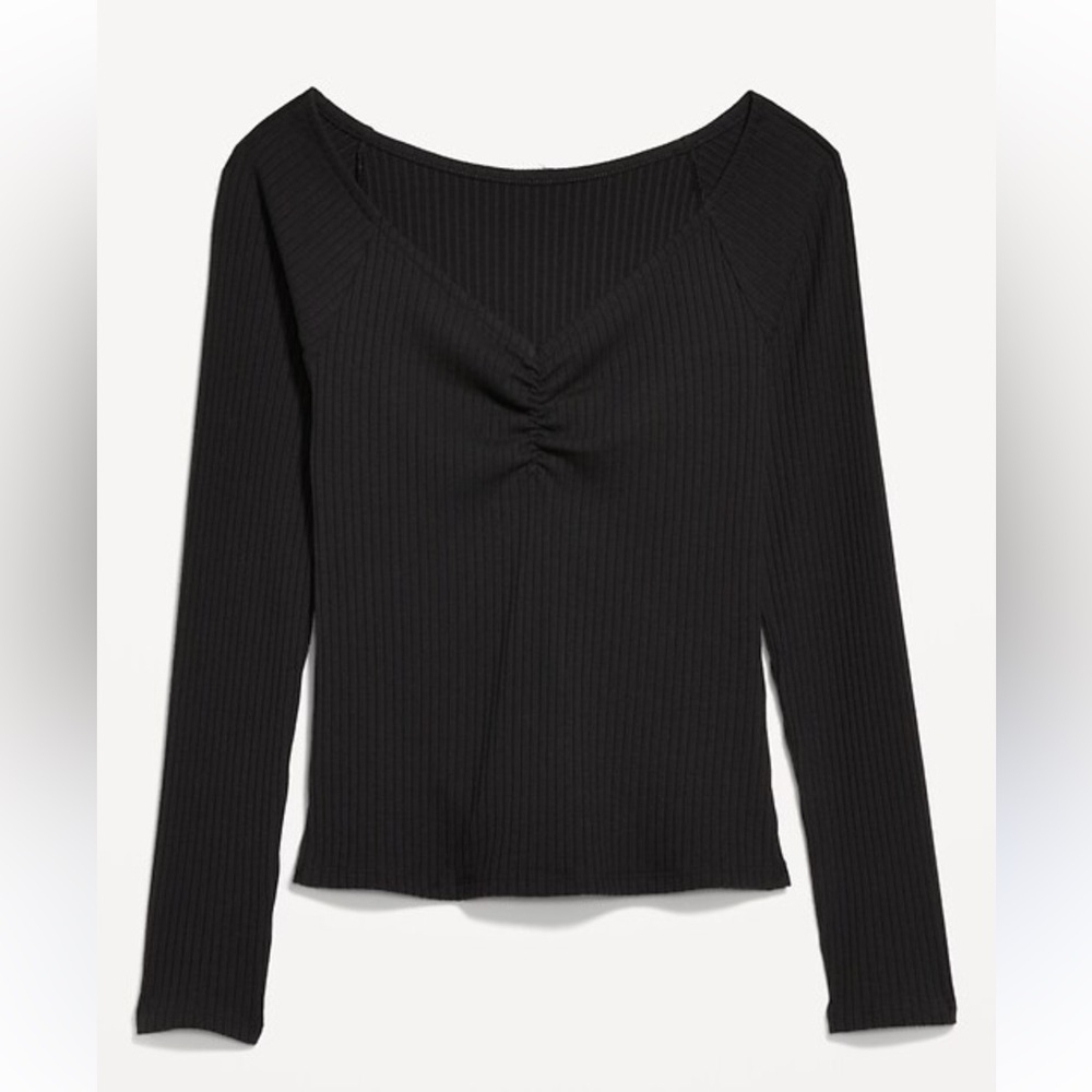 Old Navy Cinched Rib-Knit Top in Black
